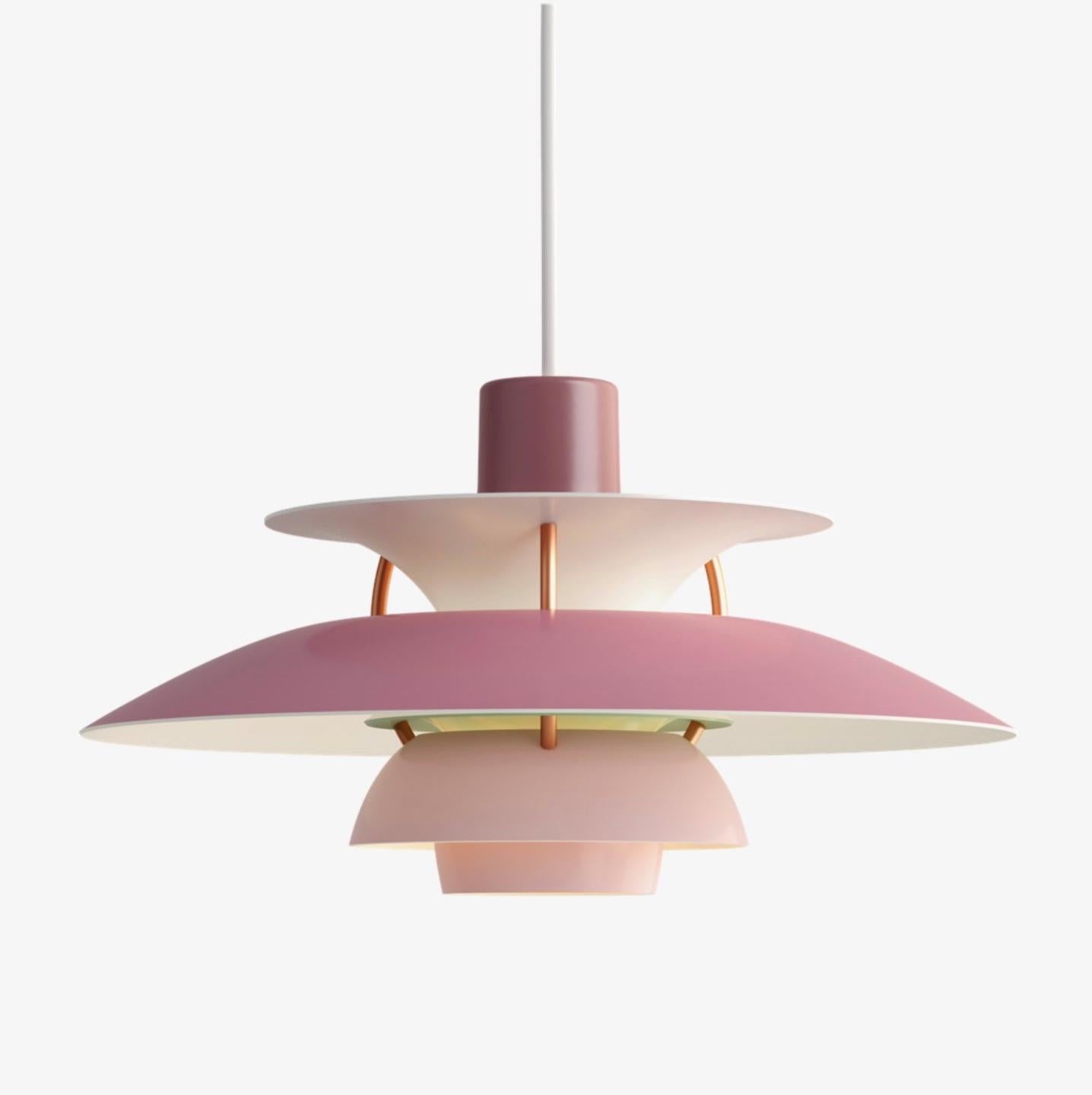 Poul Henningsen PH5 Mini pendant for Louis Poulsen. Designed 1958, Mini in 2017. New, current production.

Poul Henningsen developed the PH 5 in 1958 in response to constant changes made to the shape and size of incandescent bulbs by bulb