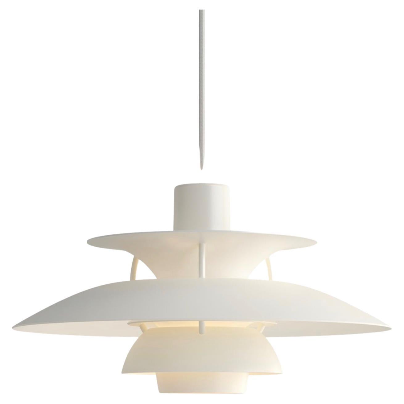 Poul Henningsen PH5 Mini Pendant in Monochrome White for Louis Poulsen