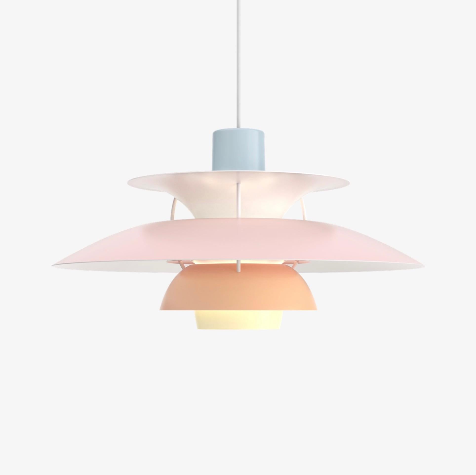 Poul Henningsen PH5 Pendant for Louis Poulsen. Denmark. Designed in 1958. New, current production.

Poul Henningsen developed the PH 5 in 1958 in response to constant changes made to the shape and size of incandescent bulbs by bulb manufacturers,