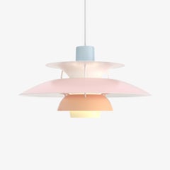 Poul Henningsen PH5 Pendelleuchte in Pastellblau, Rosa und Pfirsich für Louis Poulsen