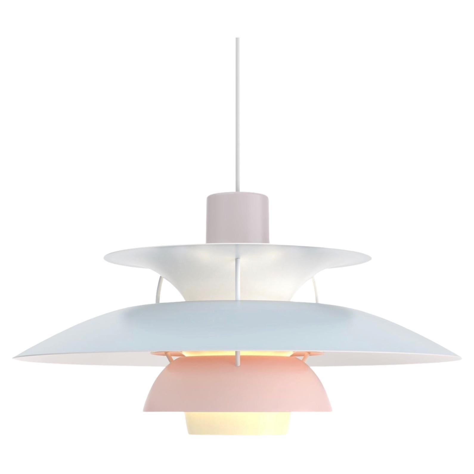Poul Henningsen PH5 Pendant in Pastel Oyster Blue and Pink  for Louis Poulsen For Sale