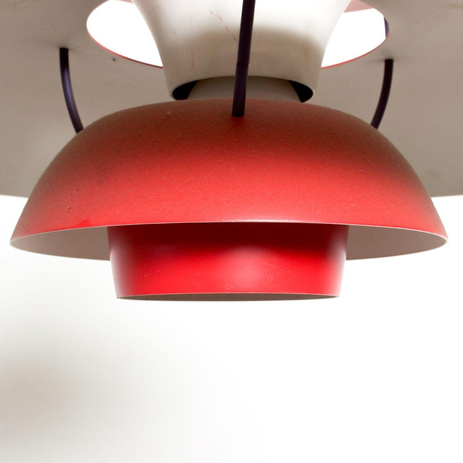 Mid-20th Century Poul Henningsen PH5 Red Pendant Light Lamp Louis Poulsen Mid-Century Modern