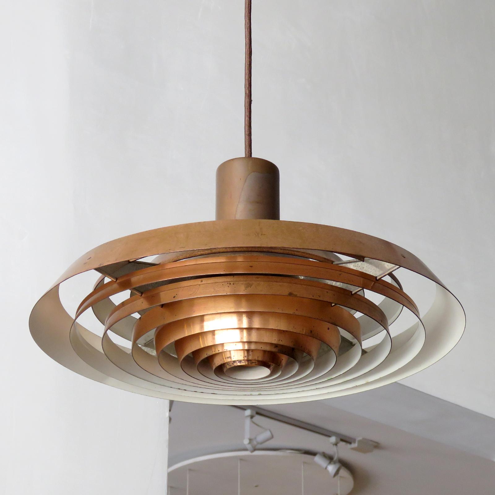 Poul Henningsen 'Plate' Pendant for Louis Poulsen, Denmark, 1950s In Good Condition In Los Angeles, CA