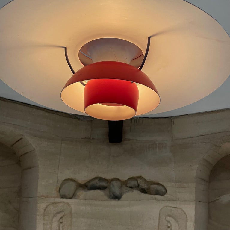 Danish Poul Henningsen Red Lamp Iconic PH5 Pendant Light Louis Poulsen, Denmark, 1958 For Sale