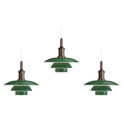 Poul Henningsen Set de 3 pendentifs PH 3½-3 en vert pour Louis Poulsen