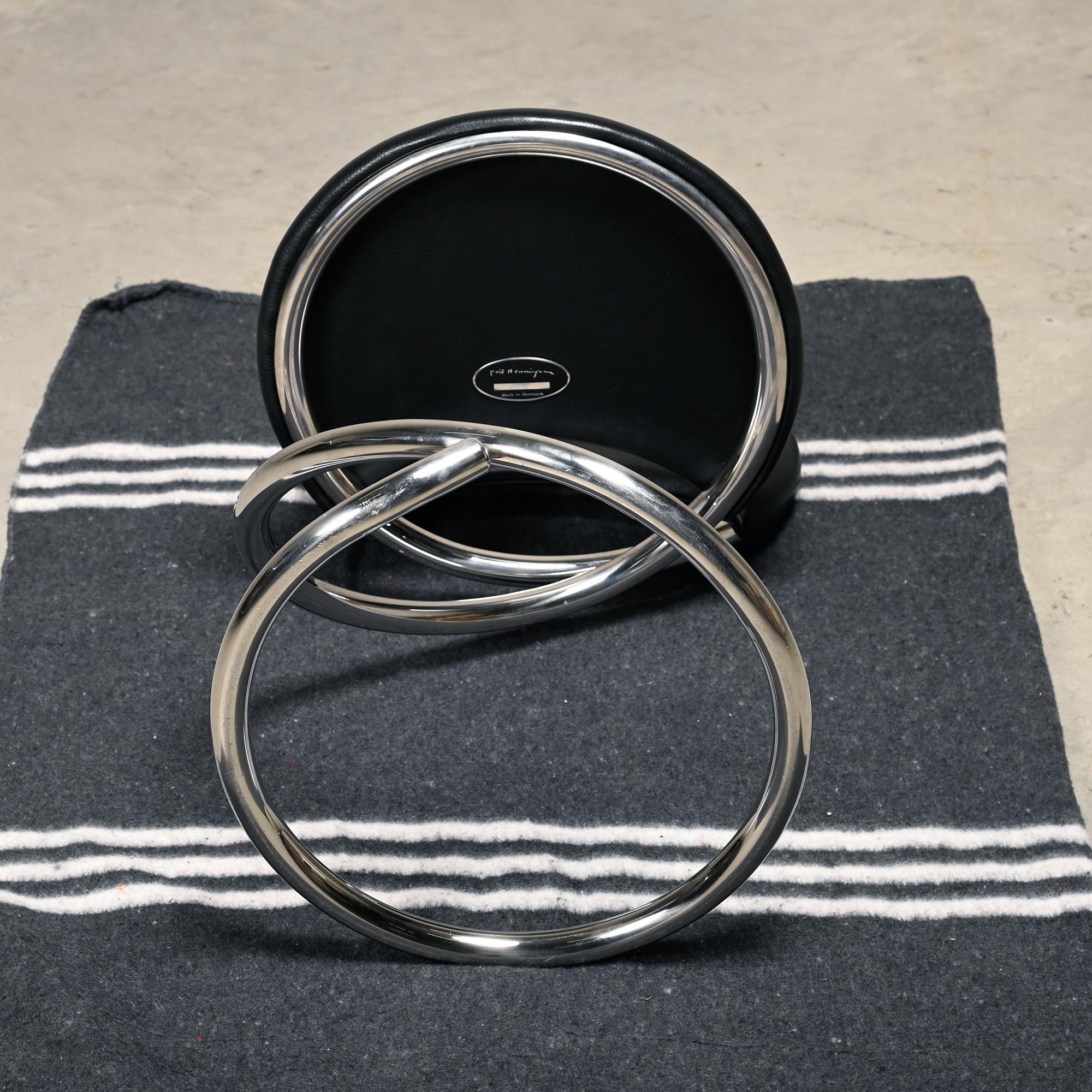 Chaises serpent de Poul Henningsen, Model No No 501 en chrome et cuir noir intégral en vente 11