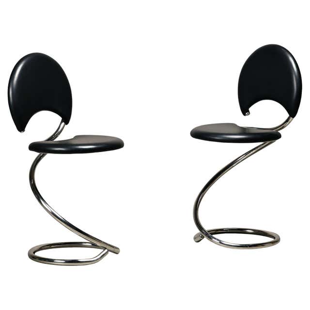 Poul Henningsen Snake Chairs, Model PH-501 in chrome and full black ...