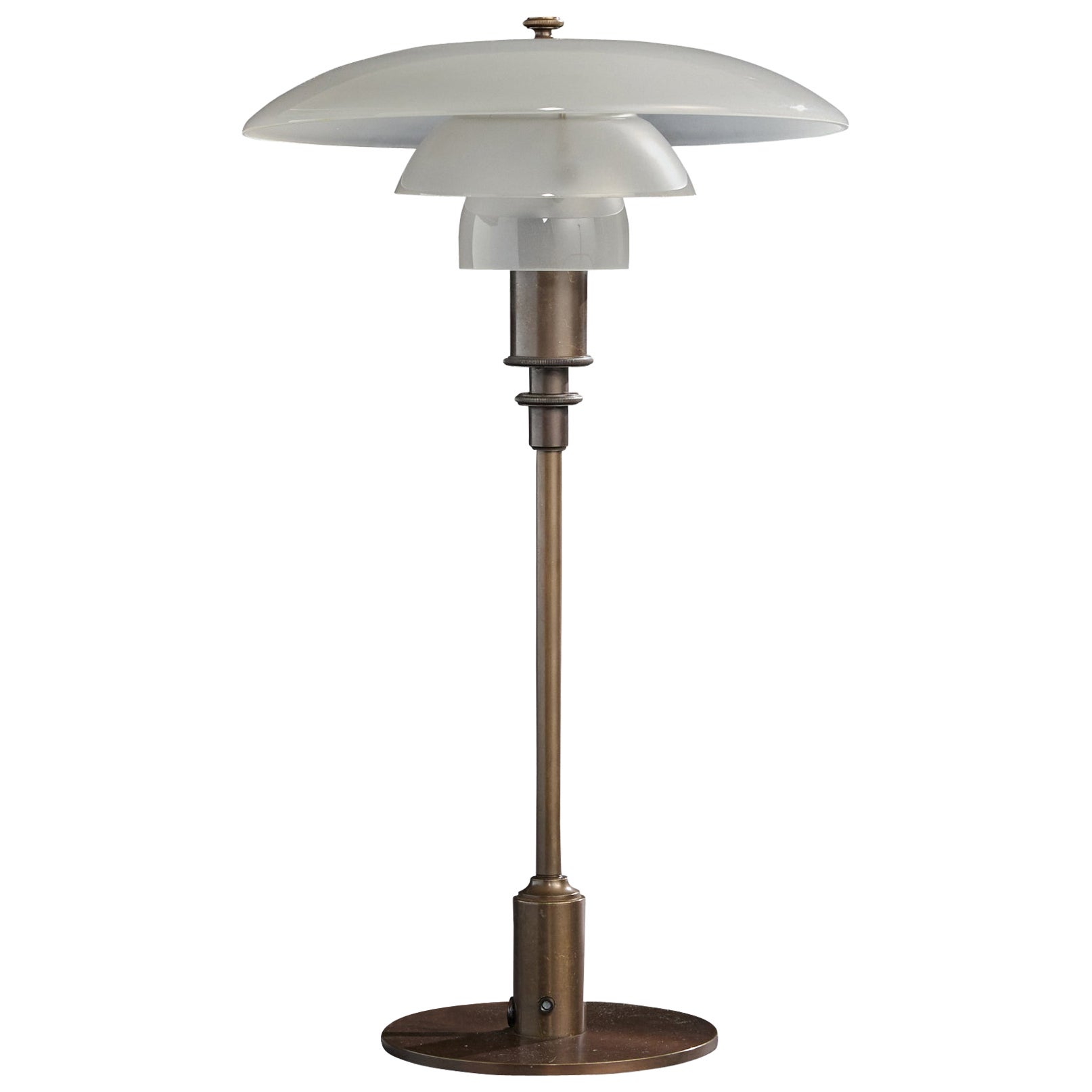 Poul Henningsen, Table Lamp, Brass, Glass, Denmark, 1930s