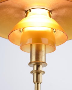 Poul Henningsen Table Lamp Model PH 2/1 Limited Edition, Brass with Amber Shades
