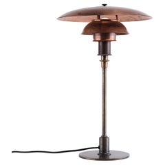 Poul Henningsen Table Lamp Model PH 3/2 with Copper Shades & Burnished Brass