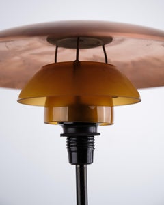 Poul Henningsen Table Lamp Model PH 3.5/2 In Copper with Amber Shades From 1930s