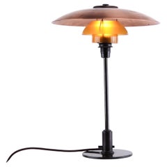 Poul Henningsen Table Lamp Model PH 3.5/2 In Copper with Amber Shades From 1930s