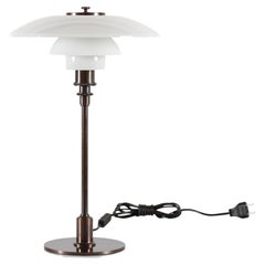 Poul Henningsen TrePH Table Lamp PH 3/2 Browned Brass + White Glass Shade, 1994