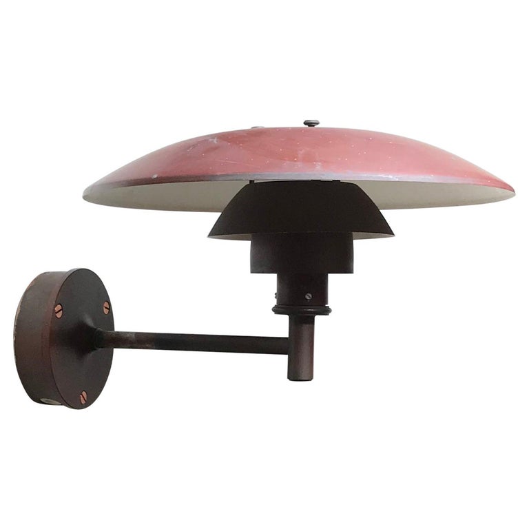 Poul Henningsen Vintage Outdoor Copper Wall Sconce w. Louis Poulsen  Certificate at 1stDibs