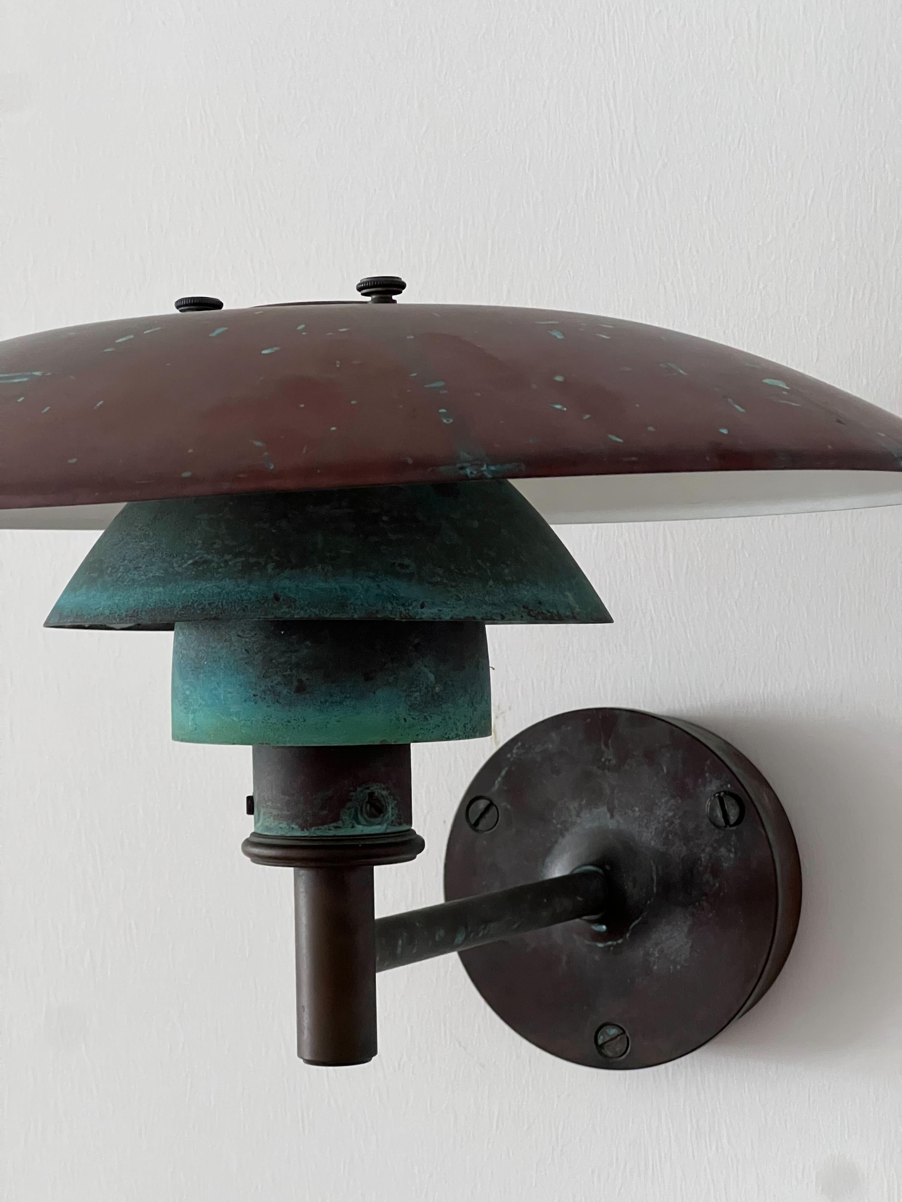 Mid-20th Century Poul Henningsen, Wall Lights, Patinated Copper, Louis Poulsen, Denmark, 1950s