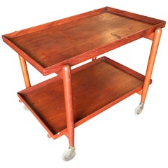 Poul Hundevad Attributed Danish Modern Expanding Rolling Bar Cart