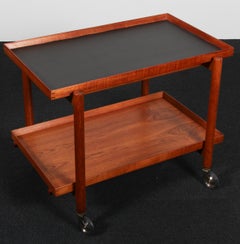Poul Hundevad bar cart in partly solid teak, 1960's Denmark.