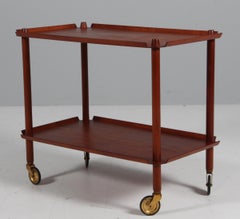 Vintage Poul Hundevad bar cart in partly solid teak, 1960's Denmark.