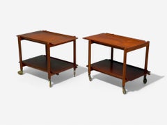 Poul Hundevad, Danish Modern, Teck, Chariots de bar extensibles, Danemark, années 1950