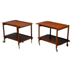 Poul Hundevad, Dänische Moderne, Teakholz, ausziehbare Barwagen, Dänemark, 1950er Jahre