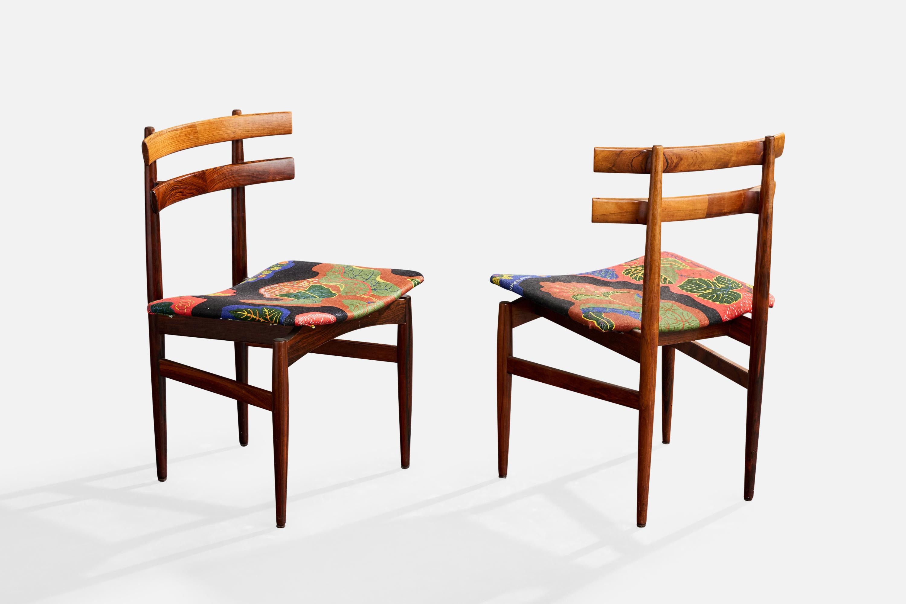 Poul Hundevad, Esszimmerstühle, Holz, Stoff, Dänemark, 1960er (Dänisch) im Angebot