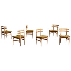Poul Hundevad, Dining Room Chairs, Teak, Fabric, Denmark, 1958
