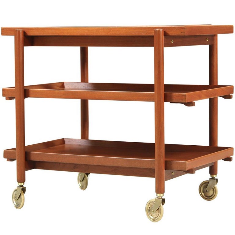 Poul Hundevad Expandable Teak Serving Cart at 1stDibs