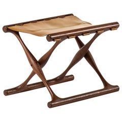 Vintage Poul Hundevad Folding Stool Produced by Poul Hundevad in Denmark