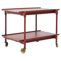 Poul Hundevad para Domus Carrito de bar extensible de teca danesa de mediados de siglo