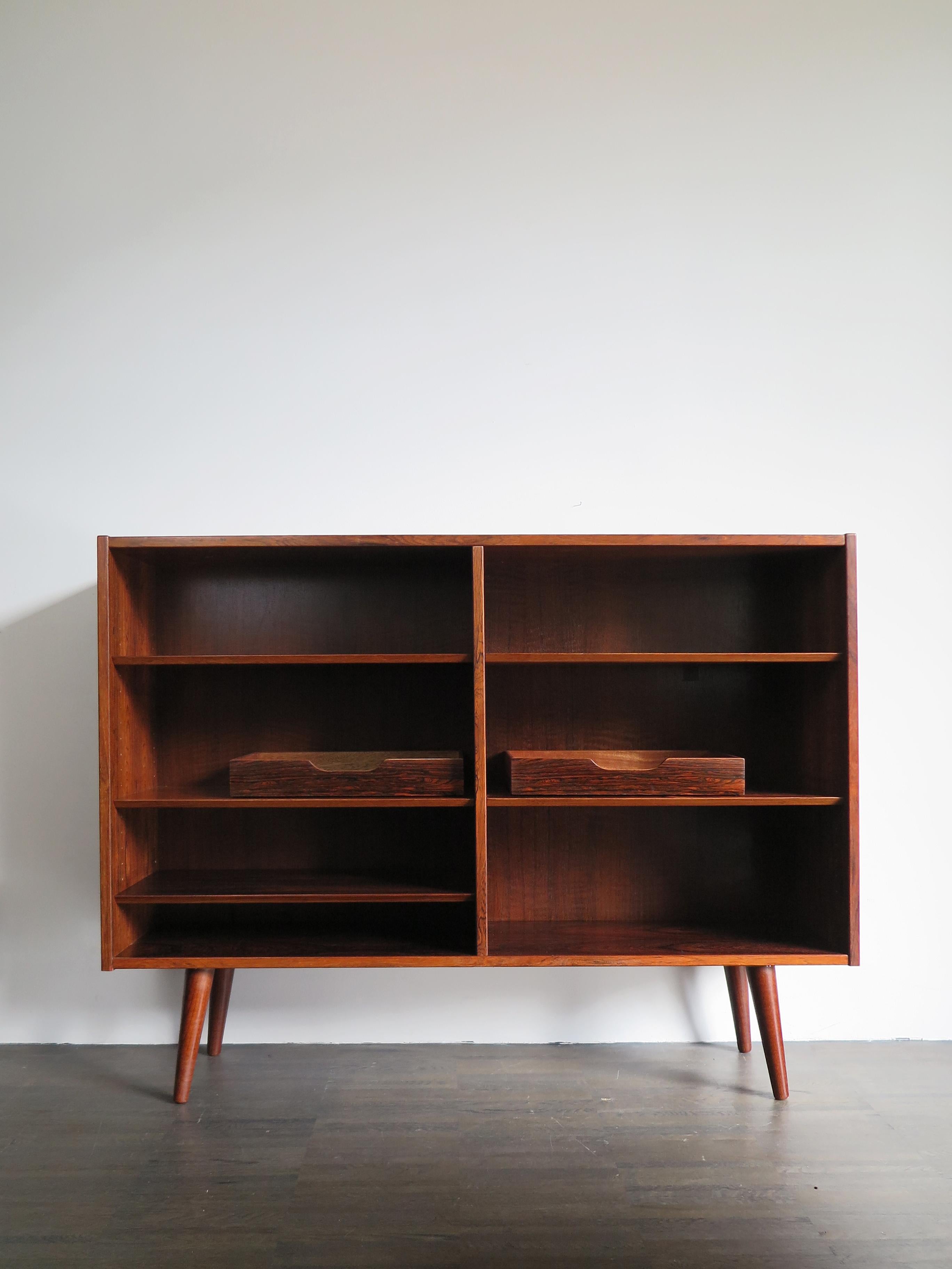 Scandinavian Modern Poul Hundevad for Hundevad Møbelfabrik Dark Wood Scandinavian Bookcase, 1960s