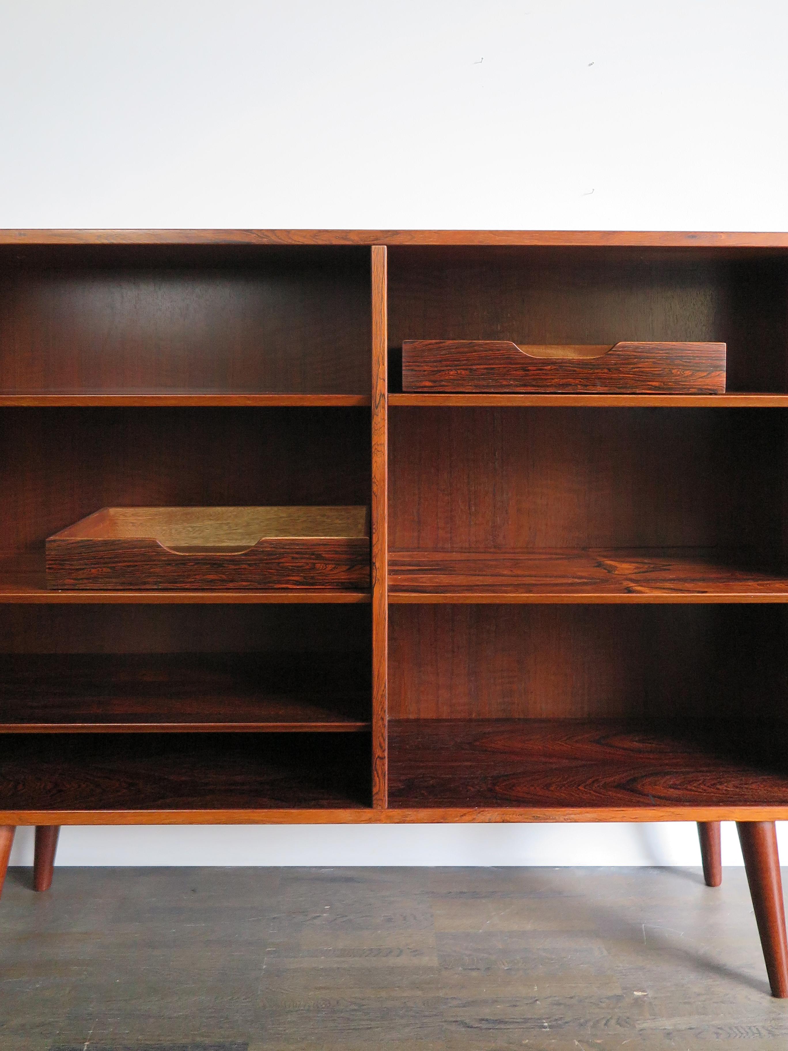 Veneer Poul Hundevad for Hundevad Møbelfabrik Dark Wood Scandinavian Bookcase, 1960s