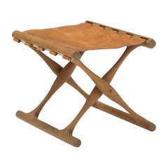 Poul Hundevad “Guldhøj / Gold Hill” Stool in Beech and Leather, Denmark, 1960s