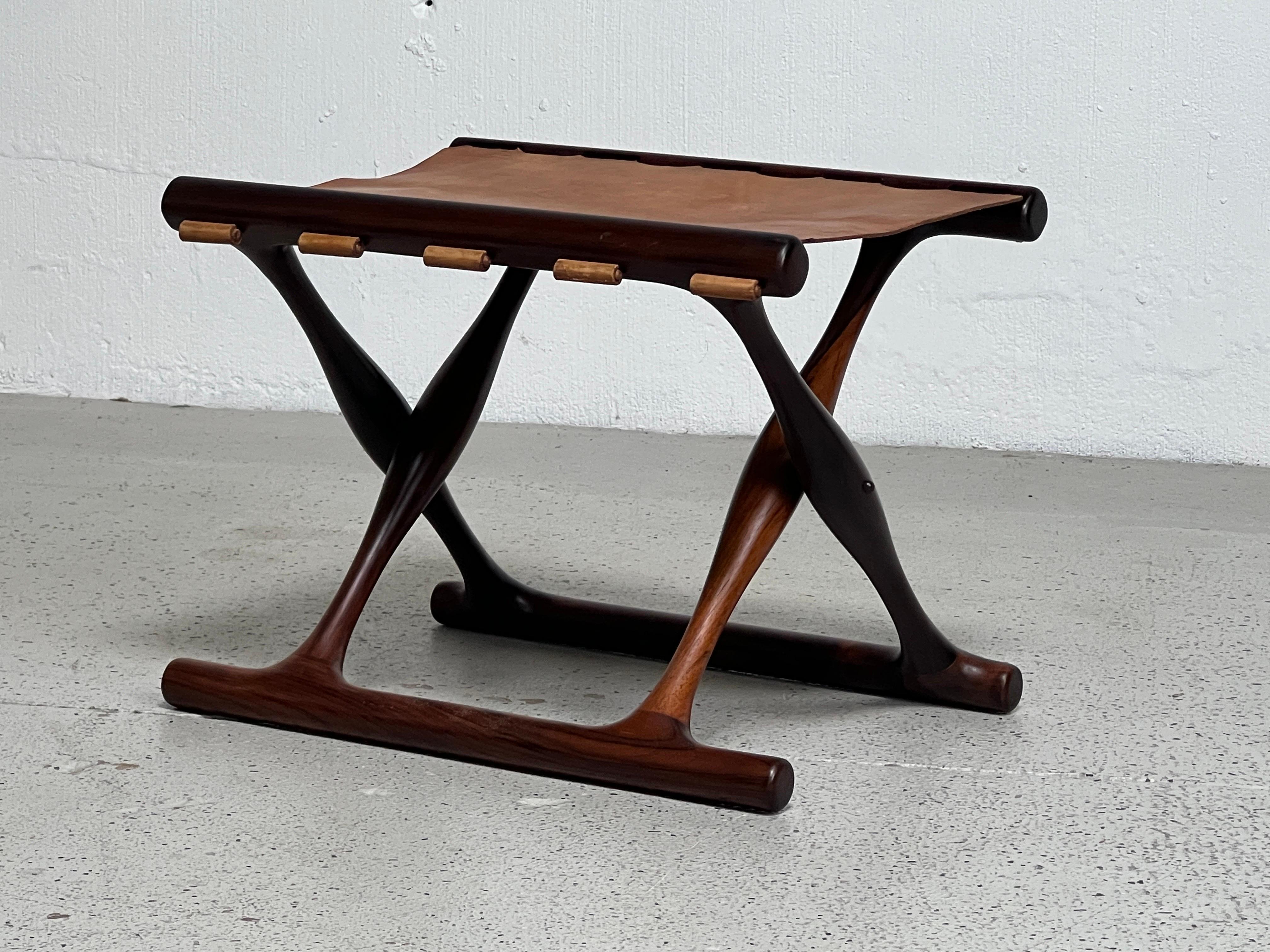 Poul Hundevad Guldhoj Folding Stool in Rosewood In Good Condition In Dallas, TX