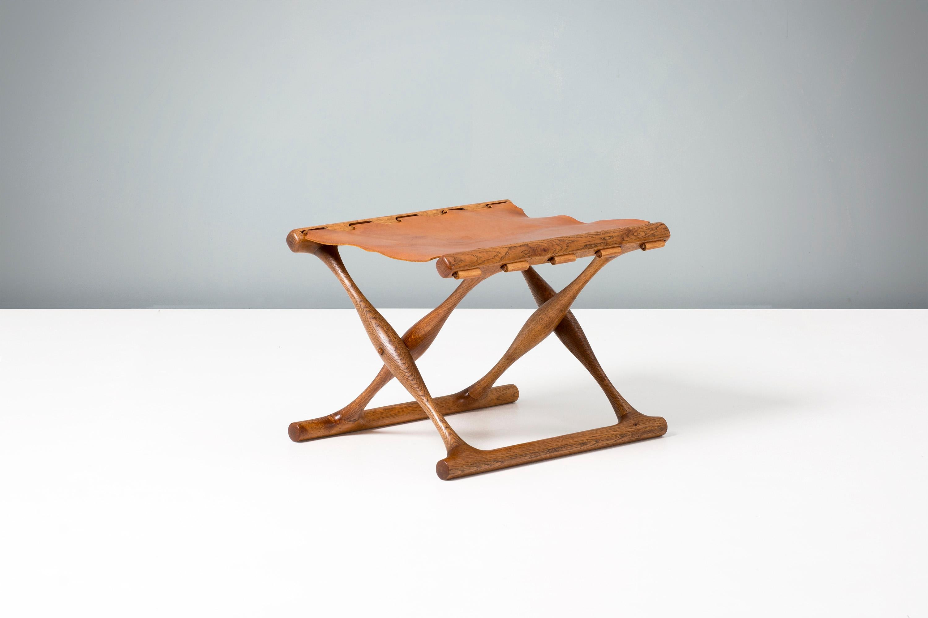 Mid-20th Century Poul Hundevad Guldhoj Oak Folding Stool, 1948