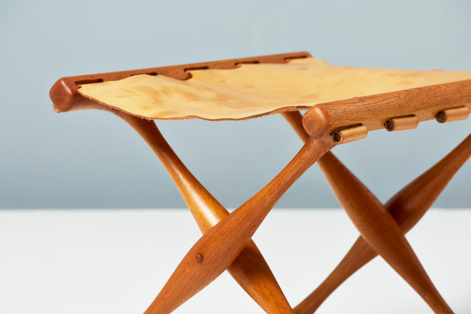 Poul Hundevad Guldhoj Oak Folding Stool, 1948 1