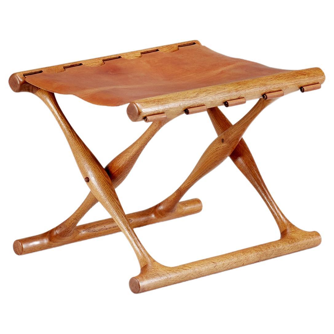 Tabouret pliant en chêne Poul Hundevad Guldhoj, 1948 en vente