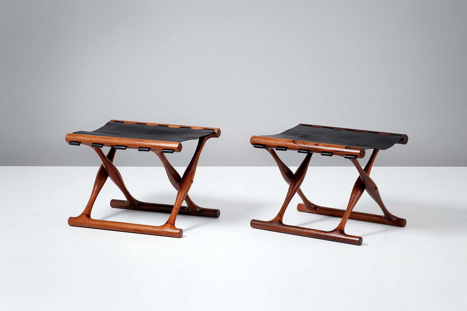 Poul Hundevad Guldhoj Rosewood Folding Stools, 1948 In Good Condition In London, GB