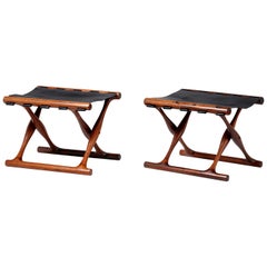 Poul Hundevad Guldhoj Rosewood Folding Stools, 1948