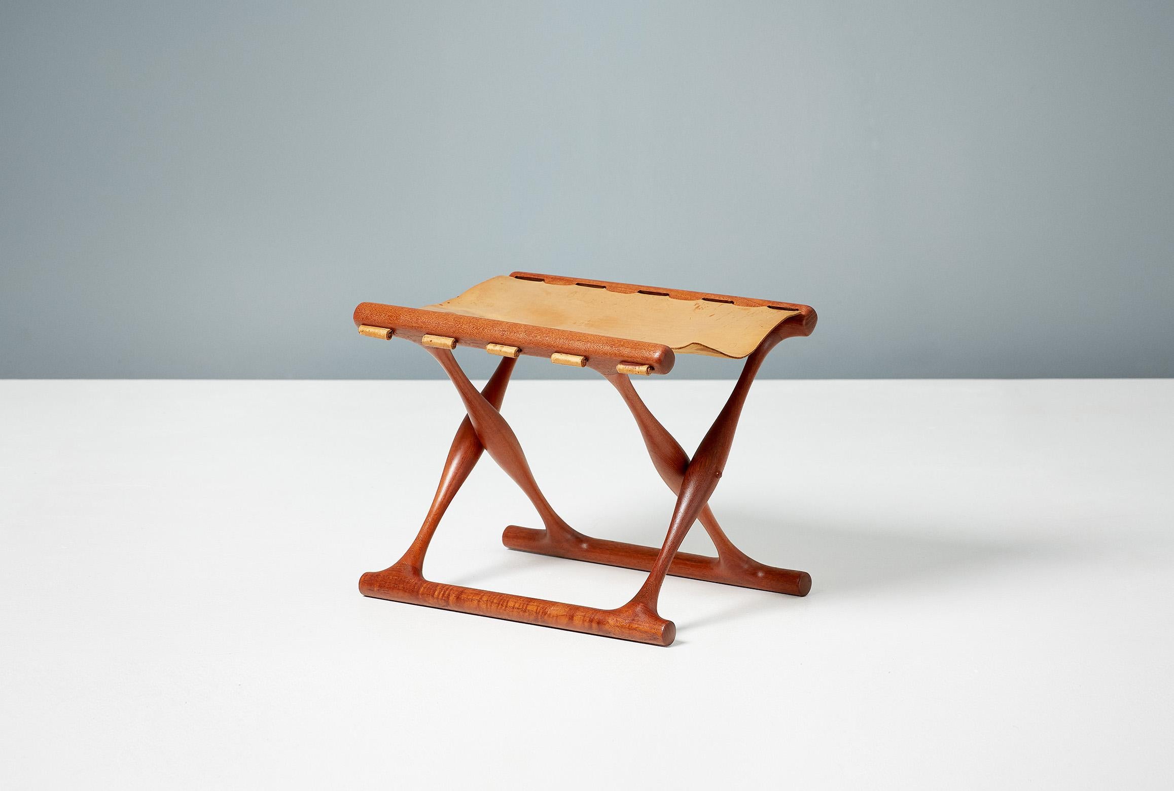 Scandinavian Modern Poul Hundevad Guldhoj Teak Folding Stool, 1948