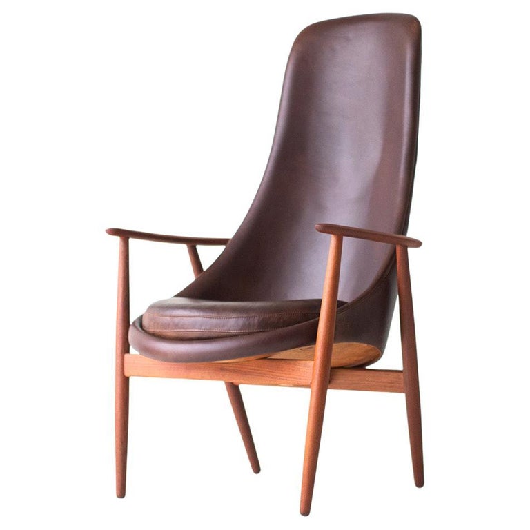 Poul Hundevad High Back Lounge Chair For Sale