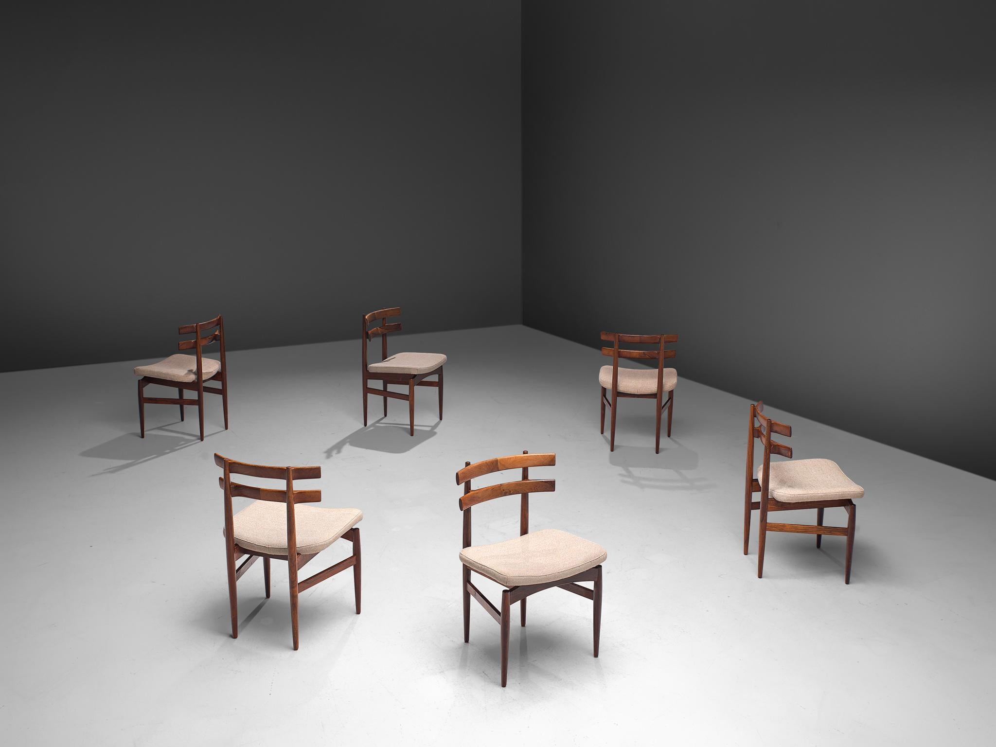 Scandinavian Modern Poul Hundevad Large Set of Fourteen Dining Chairs in Rosewood, Denmark, 1960s