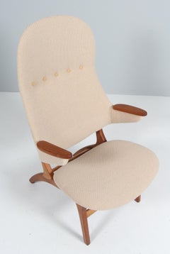 Poul Hundevad Lounge Chair, Teak and Oak, New Upholsted Coda 2 from Kvadrat