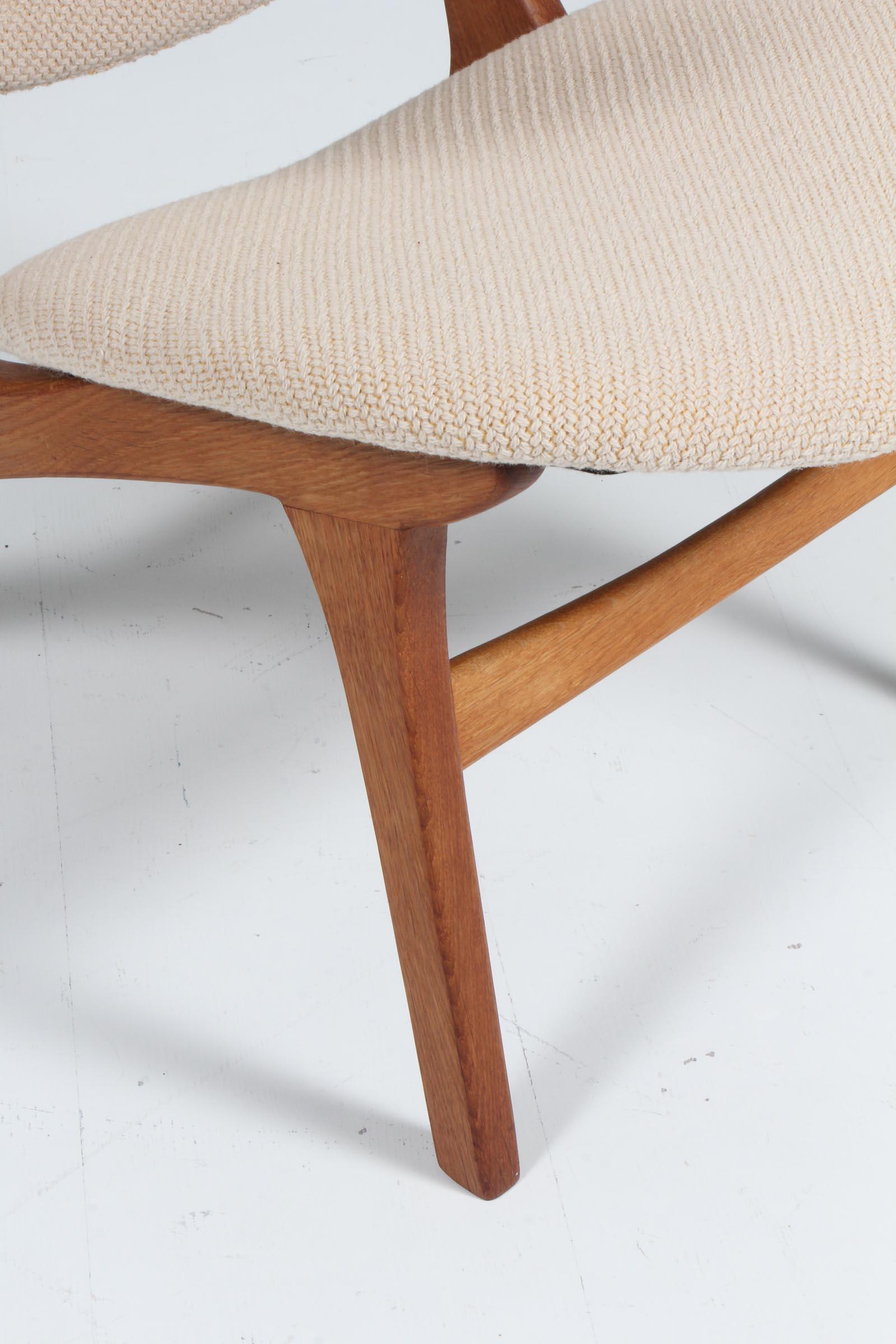 Danish Poul Hundevad Lounge Chair, Teak and Oak, New Upholsted Coda 2 from Kvadrat