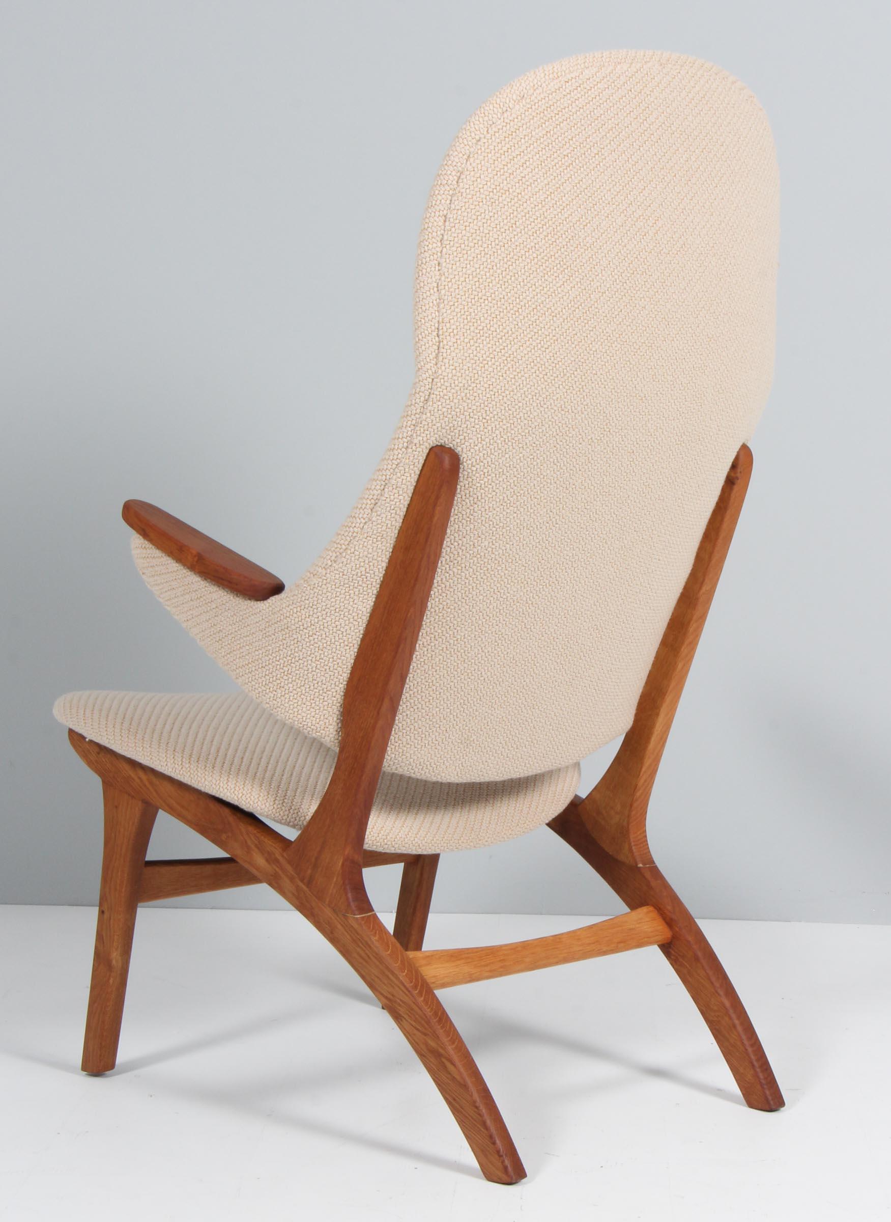Poul Hundevad Lounge Chair, Teak and Oak, New Upholsted Coda 2 from Kvadrat 1