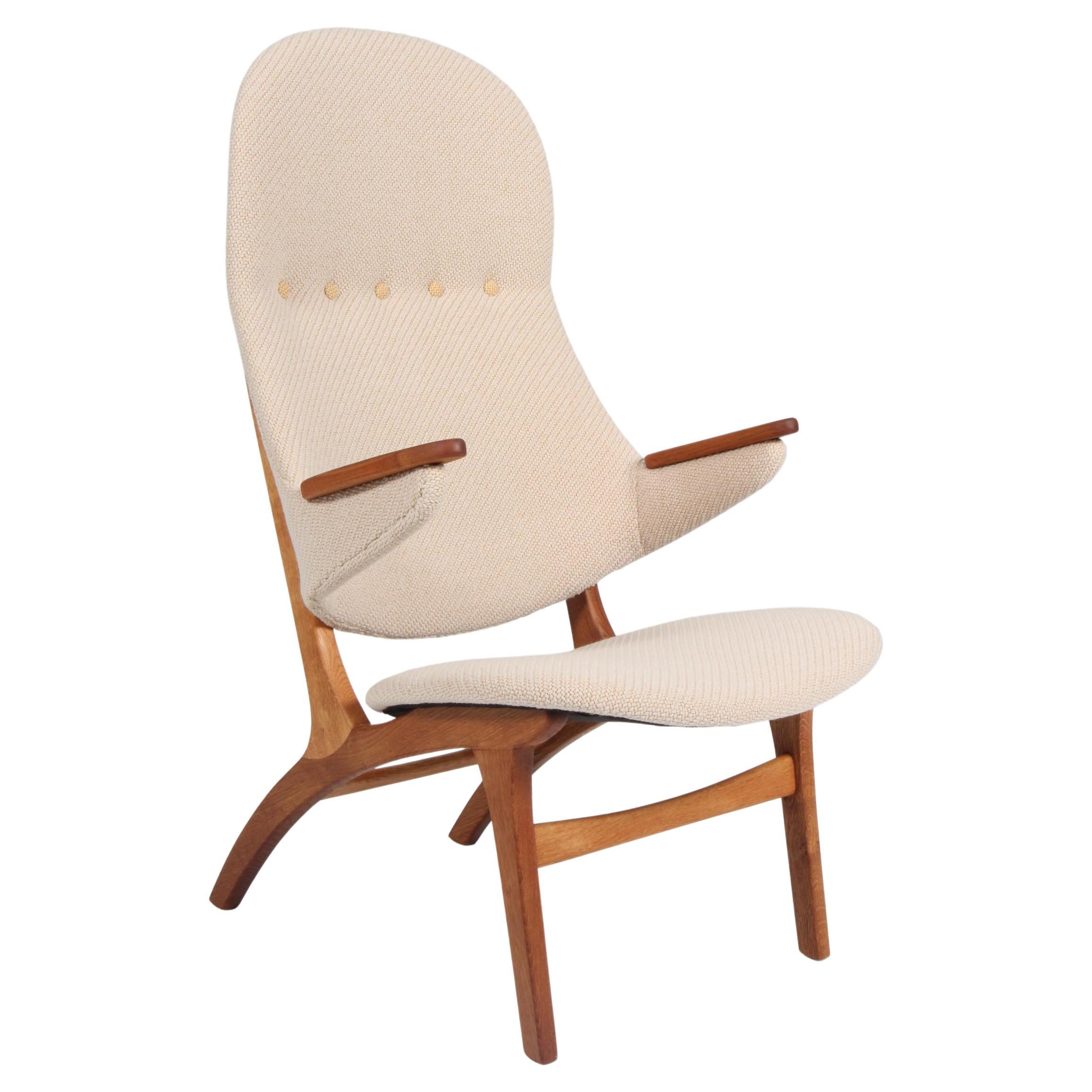 Poul Hundevad Lounge Chair, Teak and Oak, New Upholsted Coda 2 from Kvadrat