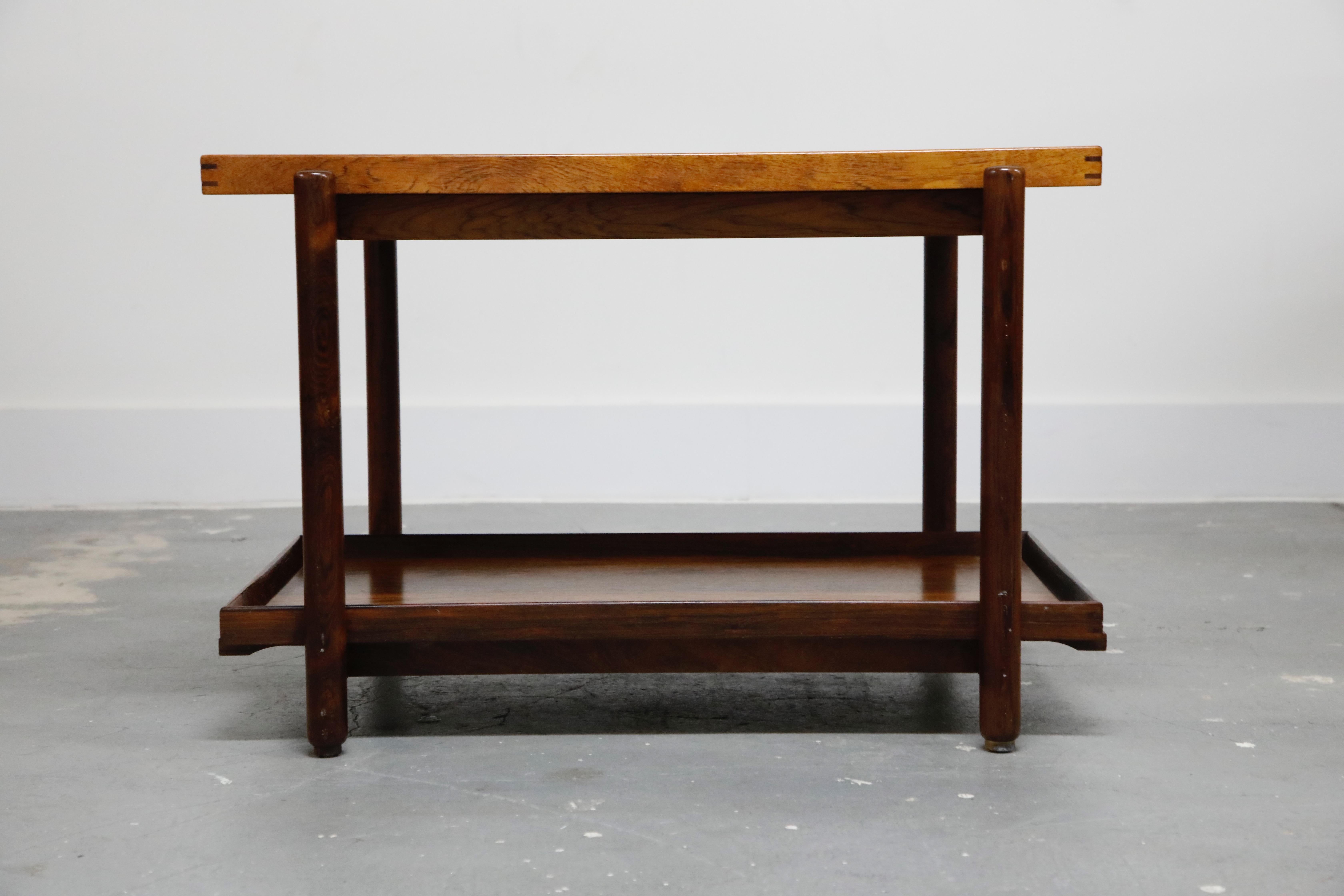 Poul Hundevad Modular Rosewood Danish Modern Two-Tiered Bar Cart, 1960s In Good Condition In Los Angeles, CA