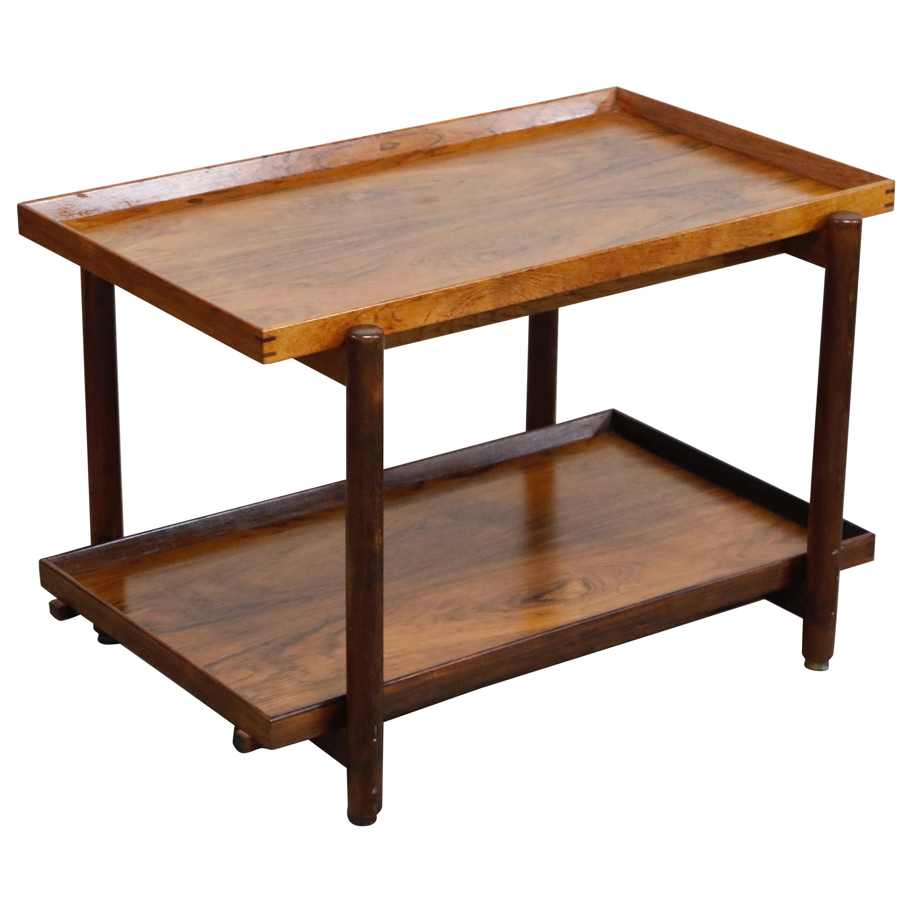 Poul Hundevad Modular Rosewood Danish Modern Two-Tiered Bar Cart, 1960s