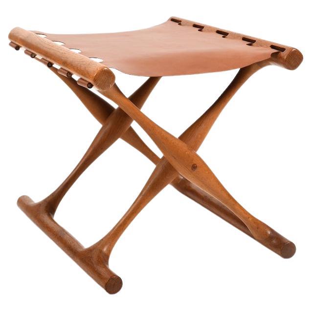 Sgabello pieghevole Poul Hundevad Oak Guldhøj Modello PH-41 1960s