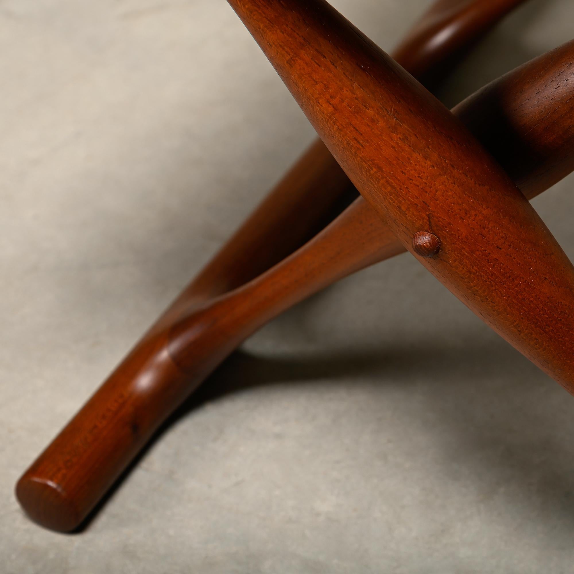 Poul Hundevad PH43 Guldhøj Stool in Teak and Brown Leather, Denmark, 1960s For Sale 7