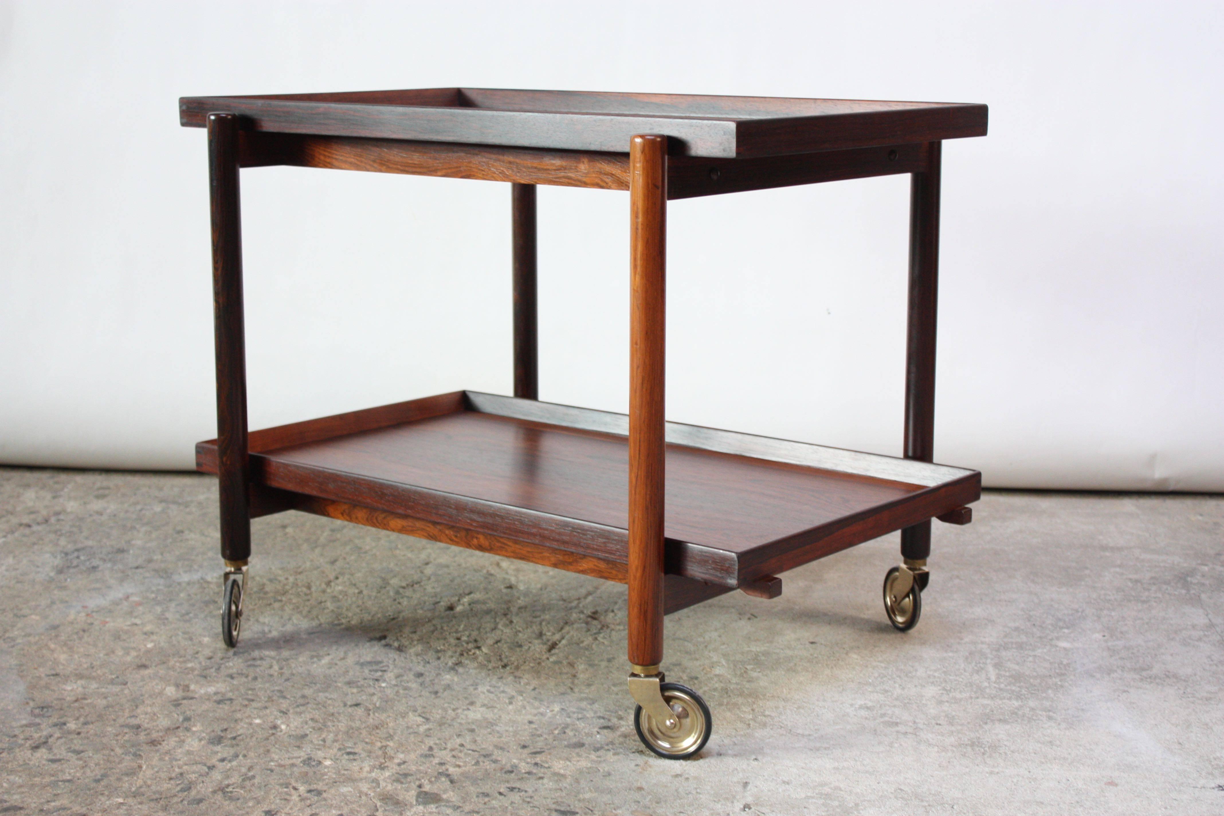 Poul Hundevad Rosewood Modular Bar Cart In Excellent Condition In Brooklyn, NY